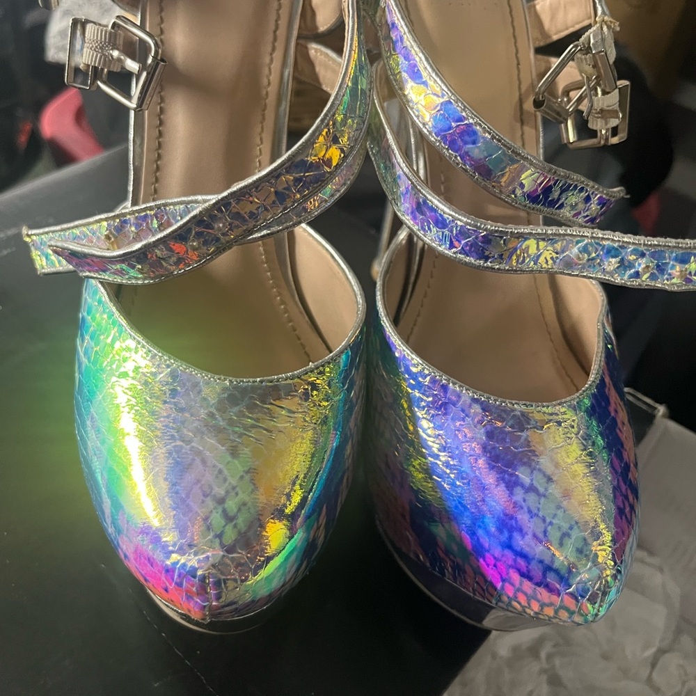 Scene Weaver Iridescent Strappy Heels